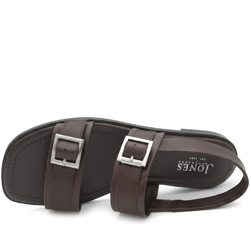 Haniya Leather Dual Buckle Fasten Sandals - HANIYA / 329 573 - Brown Leather