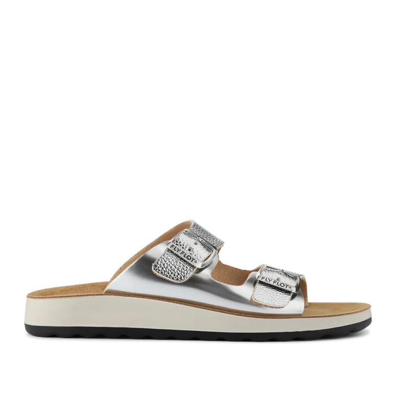 Fly Flot Dual Buckle Strapped Mule Sandals - FLY41019 / 326 665 - Silver