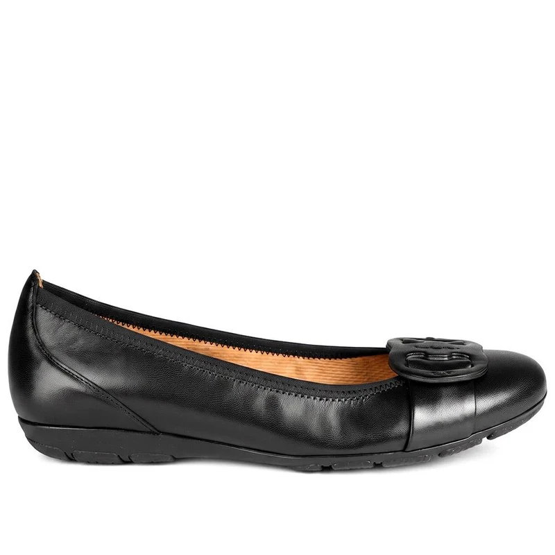 Gabor Leather Ballet Flats W/ Buckle Detail - GABC44058 / 330 677 - Black