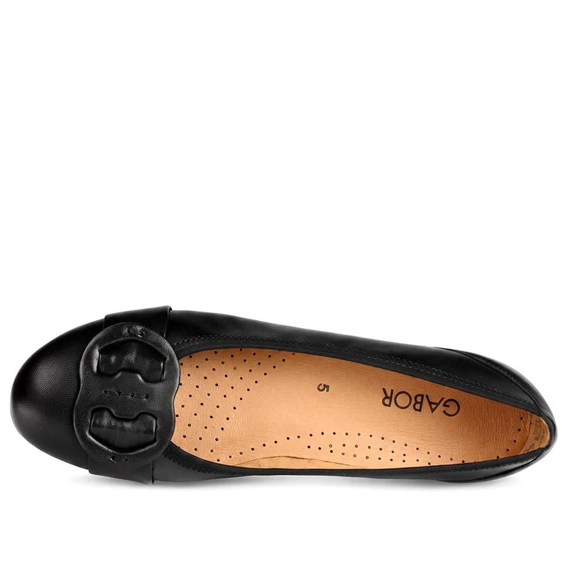 Gabor Leather Ballet Flats W/ Buckle Detail - GABC44058 / 330 677 - Black