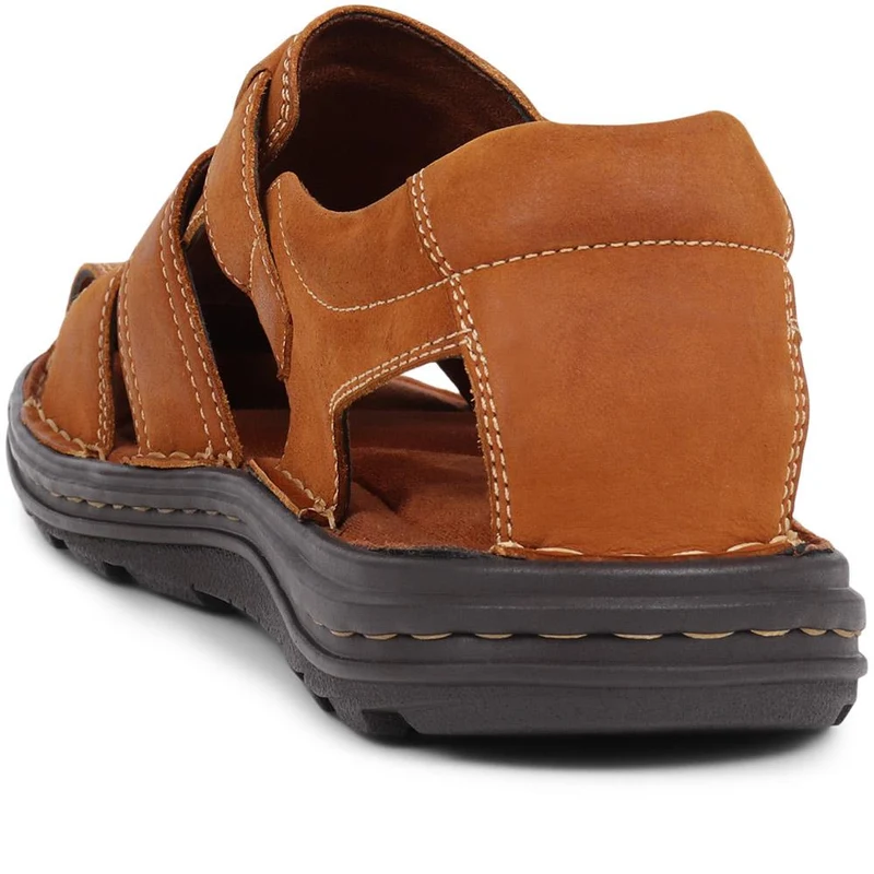 Touch-Fasten Leather Sandals - AATRA39001 / 325 336 - Tan