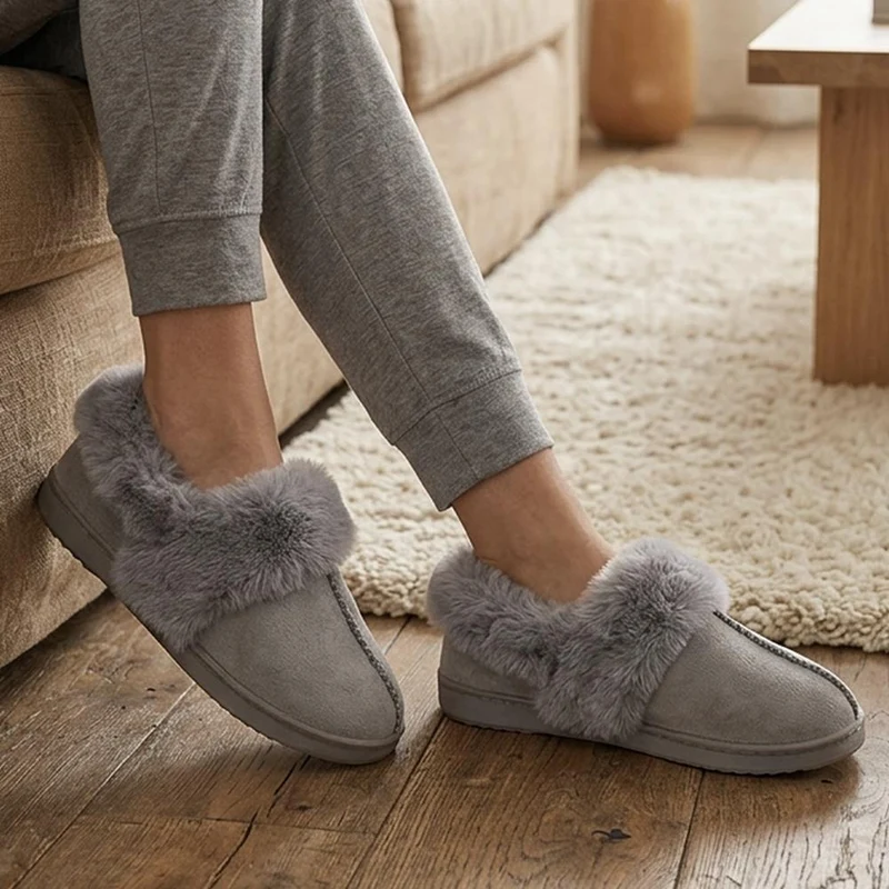 Luxury Faux Fur Full Slippers - GALOP44002 / 330 001 - Grey