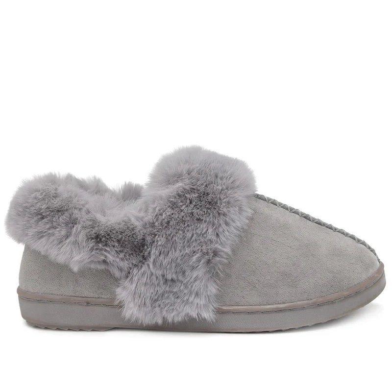 Luxury Faux Fur Full Slippers - GALOP44002 / 330 001 - Grey