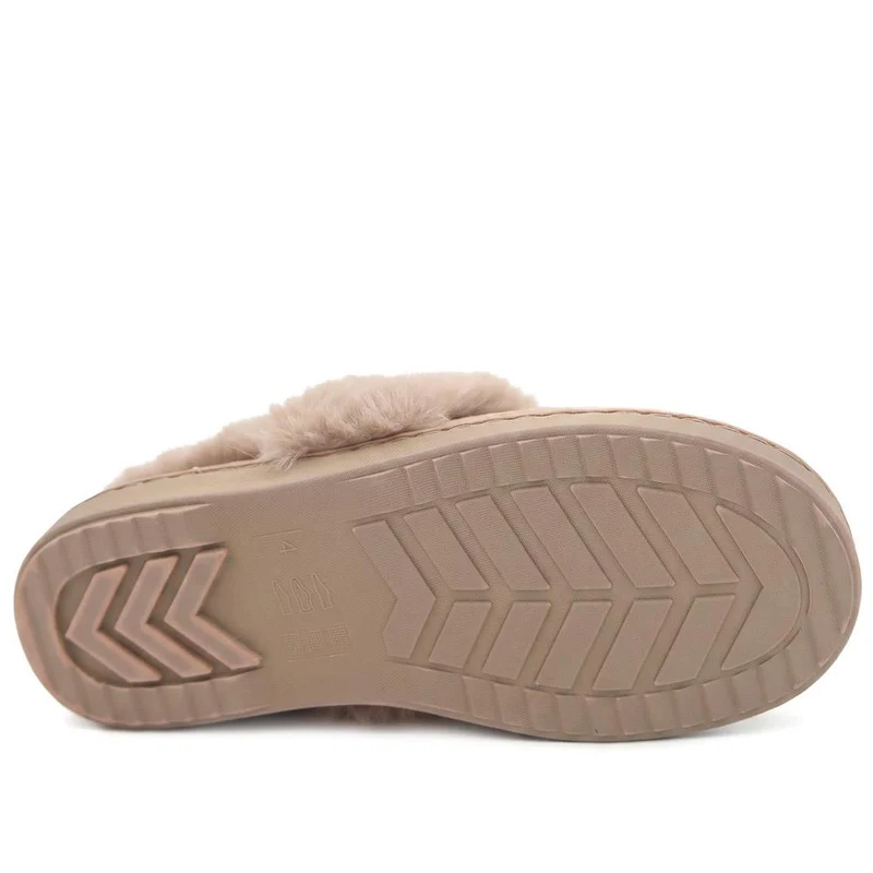 Luxury Faux Fur Full Slippers - GALOP44002 / 330 001 - Taupe