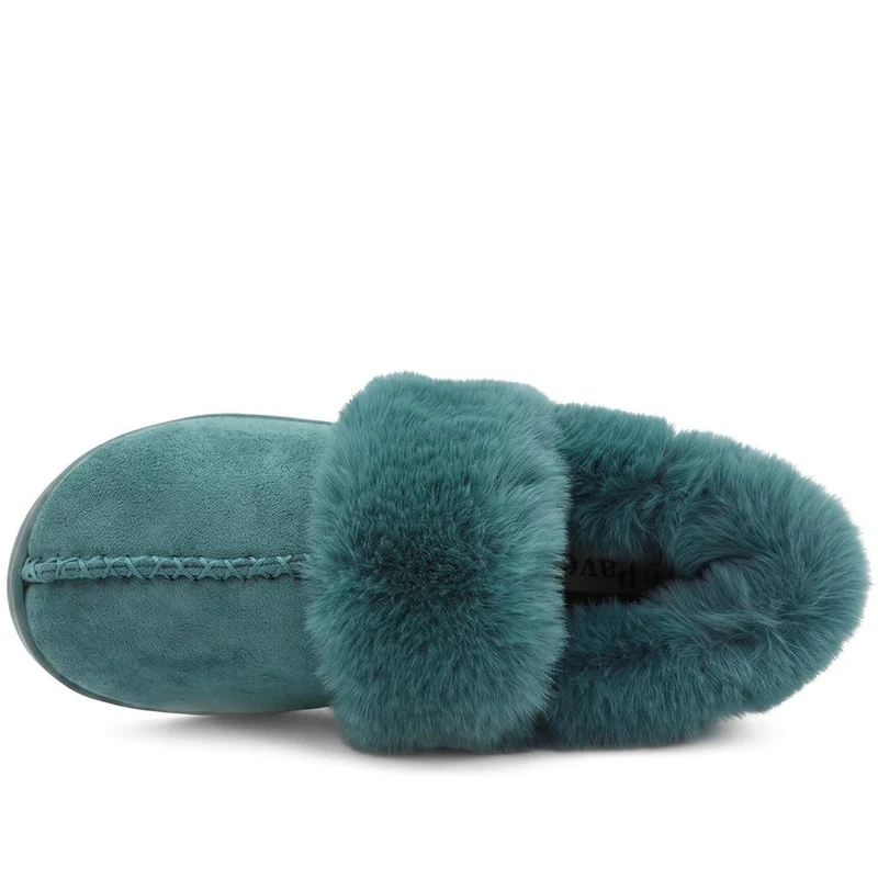 Luxury Faux Fur Full Slippers - GALOP44002 / 330 001 - Teal