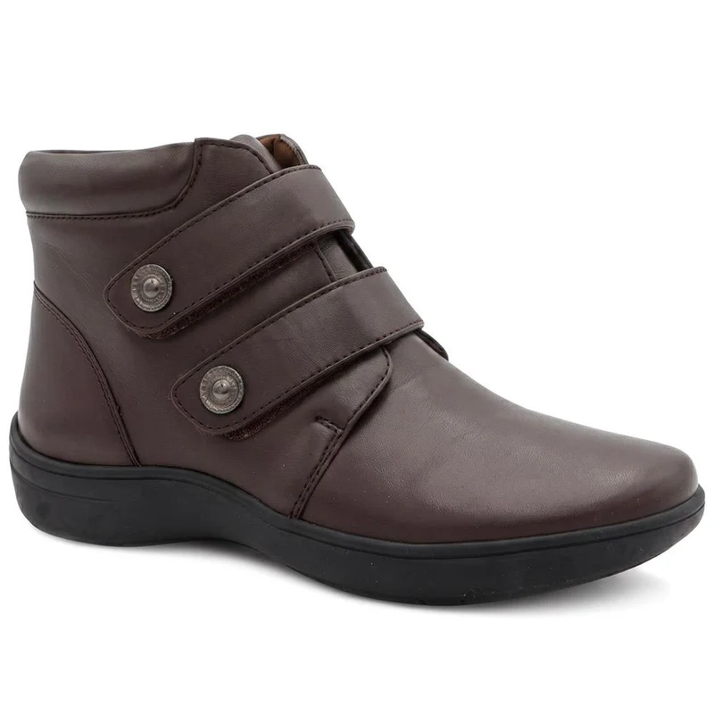 Wide Fit Leather Touch Fasten Boots - KF42005 / 328 423