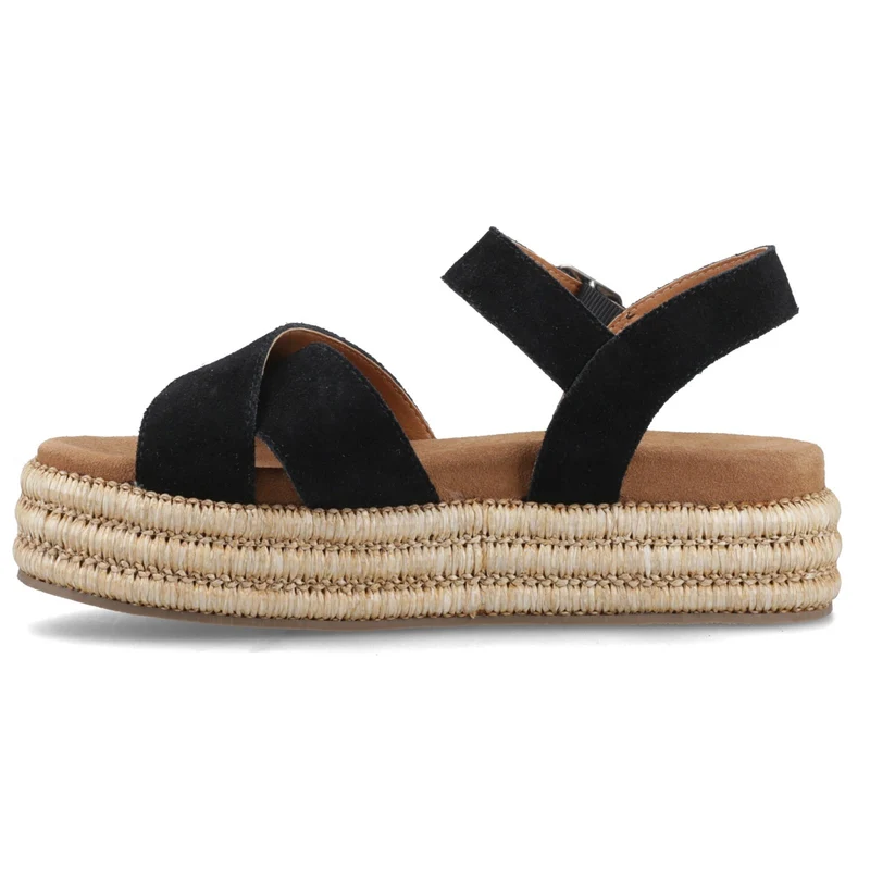 Hush Puppies Damen Rosa Rafia Sandale | Schwarz