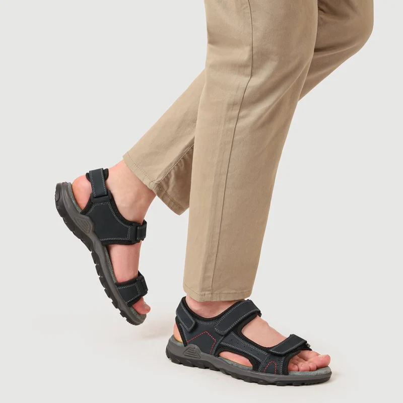 Adjustable Leather Walking Sandals - DDIN35007 / 321 538 - Navy