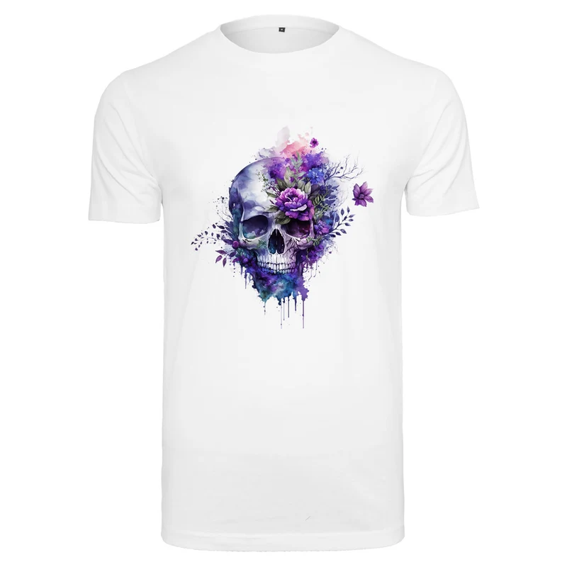 T-Shirt Shirt - Skull Lila Flower Druck - verschiedene Farben zur Auswahl