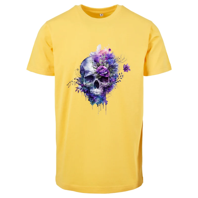 T-Shirt Shirt - Skull Lila Flower Druck - verschiedene Farben zur Auswahl