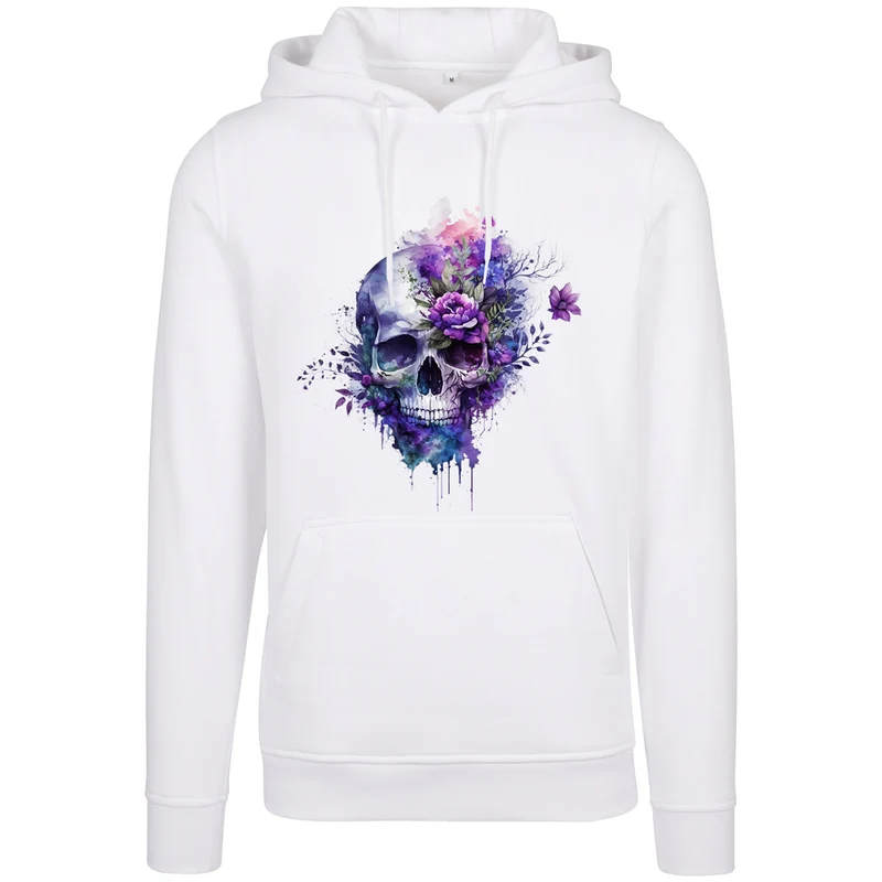 Hoodie - Skull Lila Flower Druck - verschiedene Farben zur Auswahl