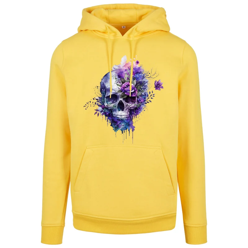 Hoodie - Skull Lila Flower Druck - verschiedene Farben zur Auswahl