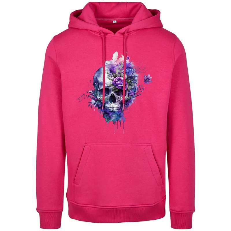 Hoodie - Skull Lila Flower Druck - verschiedene Farben zur Auswahl