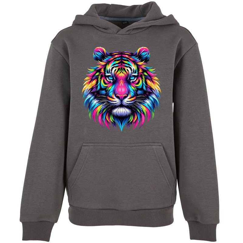 Kids Hoodie - Neon Löwe - fluoreszierend
