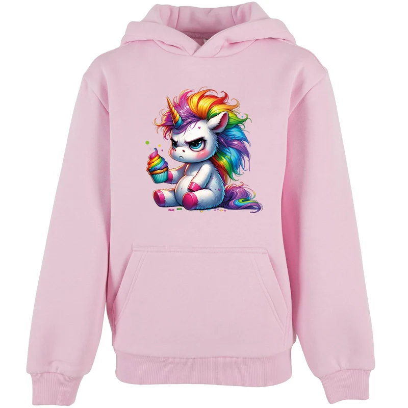 Kids Hoodie - Einhorn Cupcake fluoreszierend