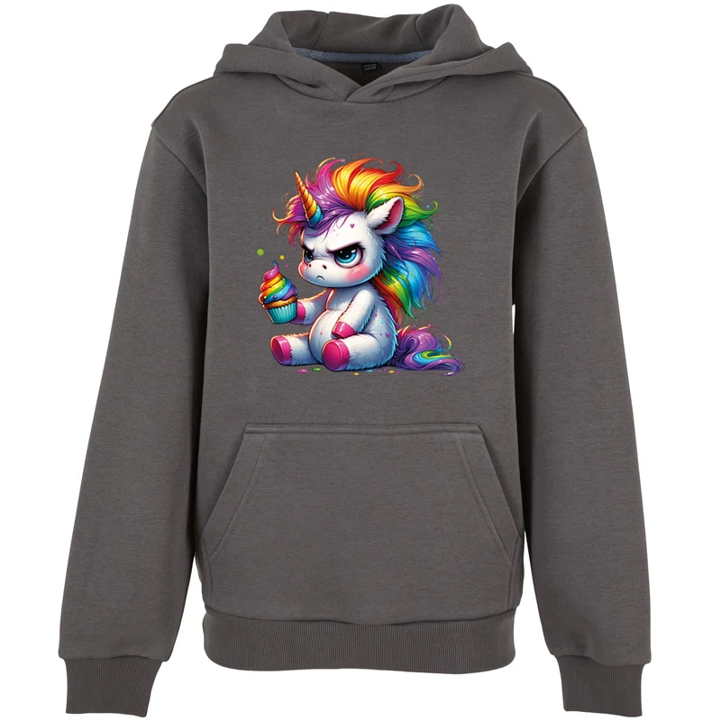 Kids Hoodie - Einhorn Cupcake fluoreszierend