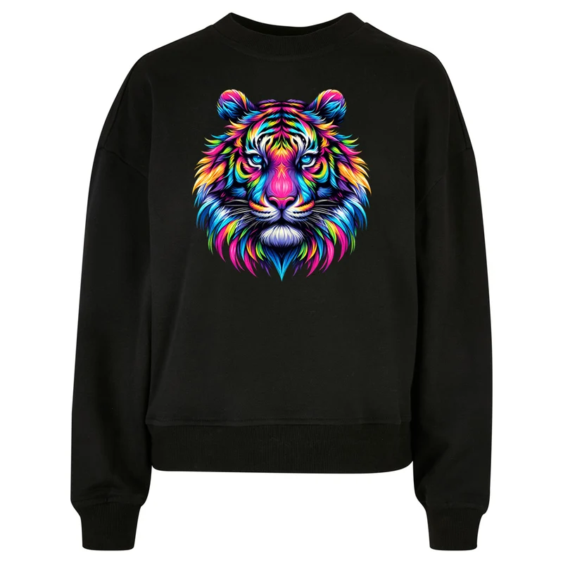 Ladies Oversized Sweatshirt - Neon Löwe - fluoreszierend