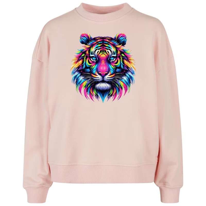 Ladies Oversized Sweatshirt - Neon Löwe - fluoreszierend