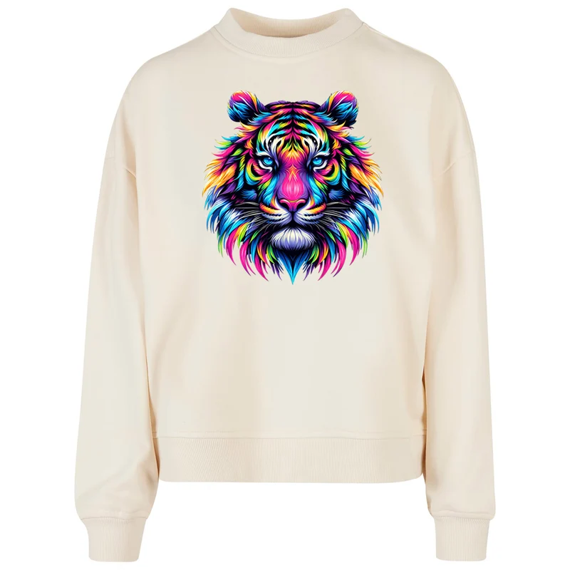 Ladies Oversized Sweatshirt - Neon Löwe - fluoreszierend