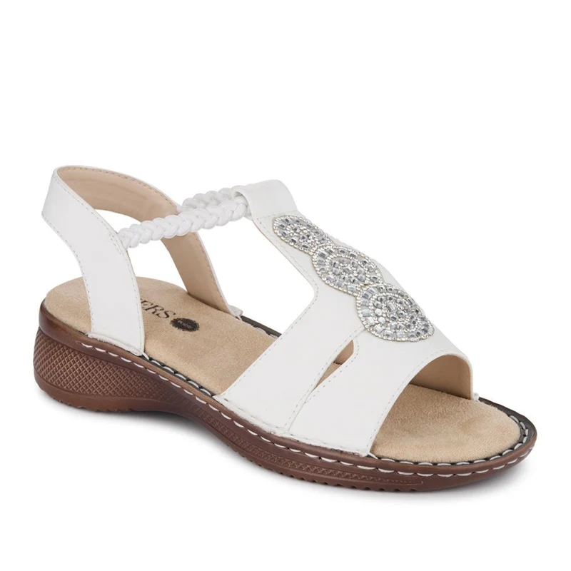 Wide Fit Elasticated Wedge-Heeled Sandals - WBINS41062 / 327 247