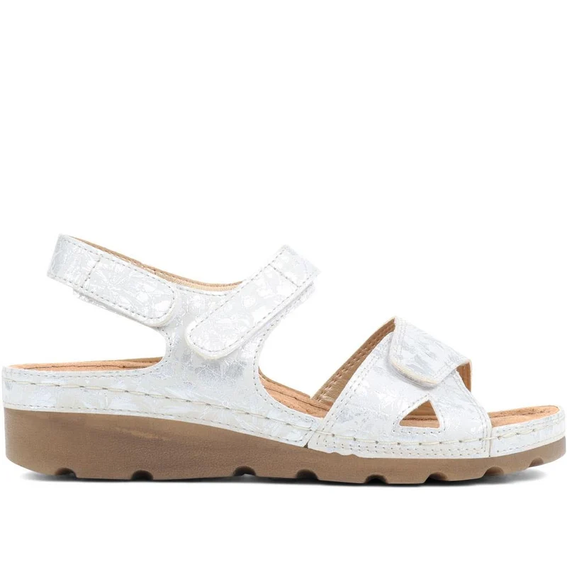 Triple Adjustable Fit Sandals - SERAY37001 / 323 470 - White Floral