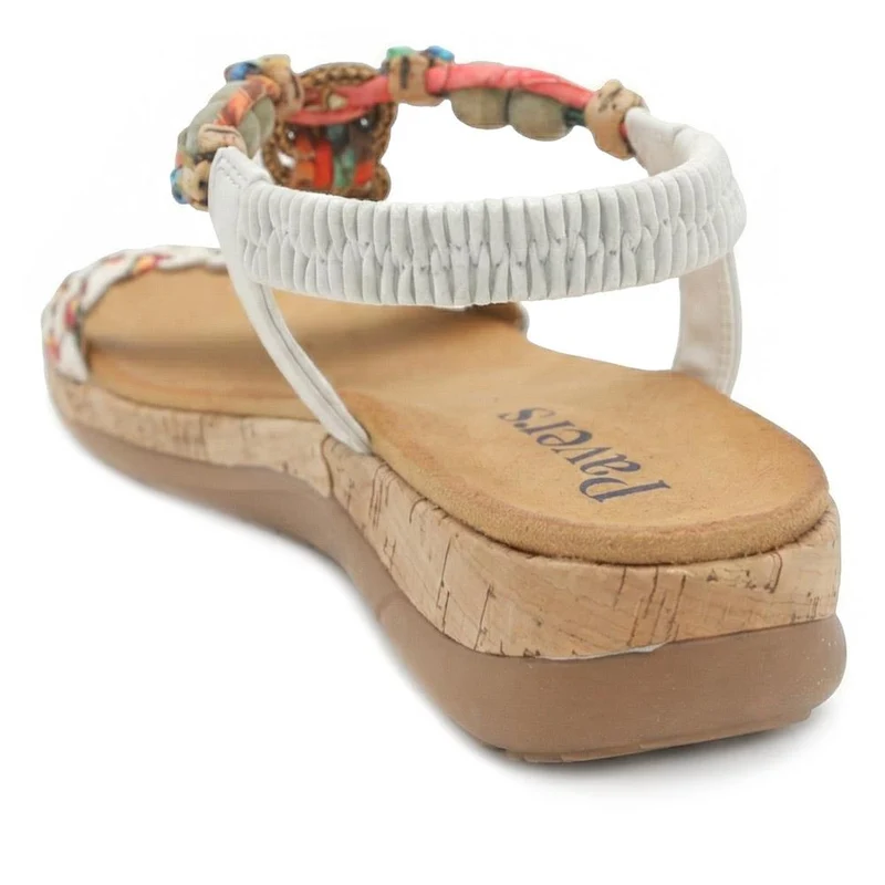 Beaded Elasticated Fit Sandals - BAIZH43020 / 329 011 - White