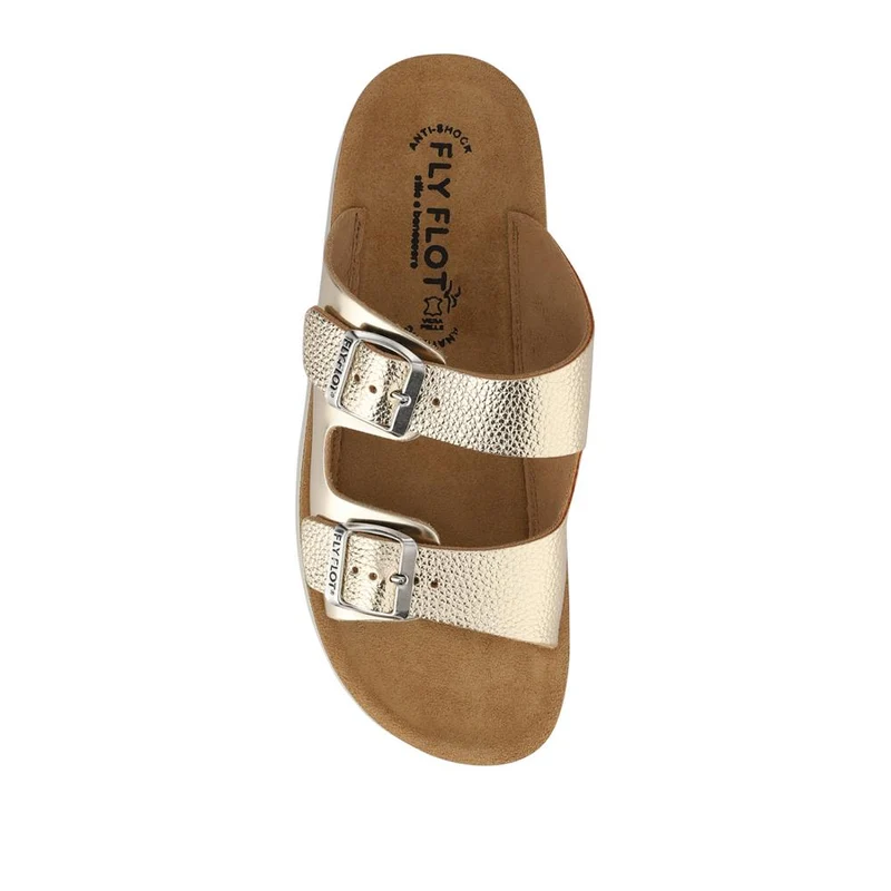 Fly Flot Dual Buckle Strapped Mule Sandals - FLY41019 / 326 665 - Gold