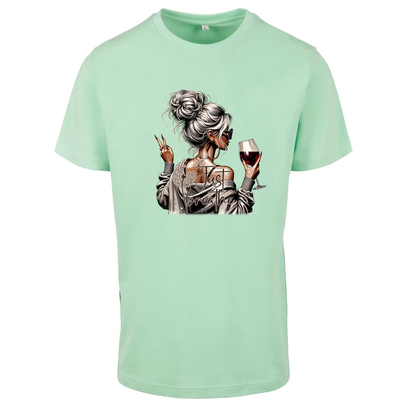 Just Breath T-Shirt – Damen Shirt mit stilvollem Fashion-Print