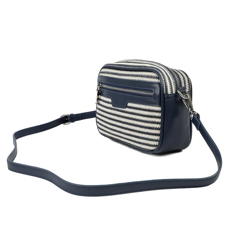 Zip Up Shoulder Bag - RIM38003 / 324 471 - Navy - White