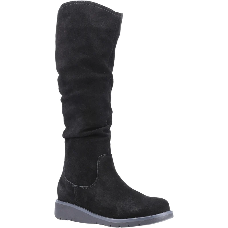Hush Puppies Hoher Damenstiefel „Lucinda“ aus Wildleder – Schwarz