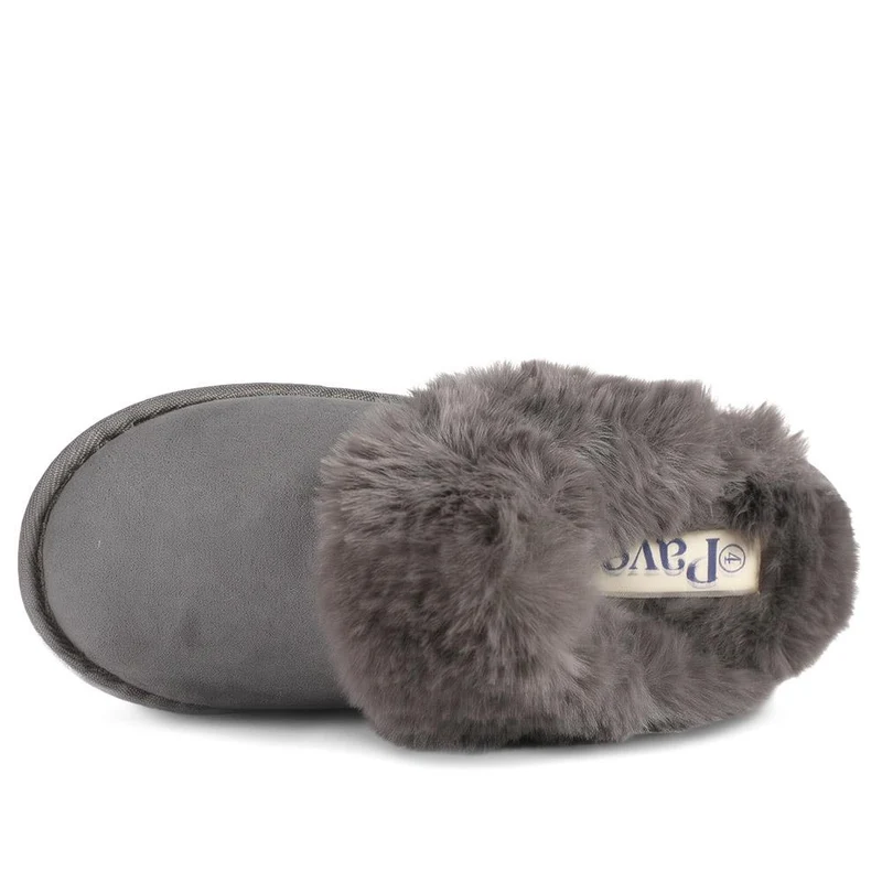 Luxury Faux Fur Lined Mule Slippers - GALOP44004 / 330 021 - Silver Sparkle