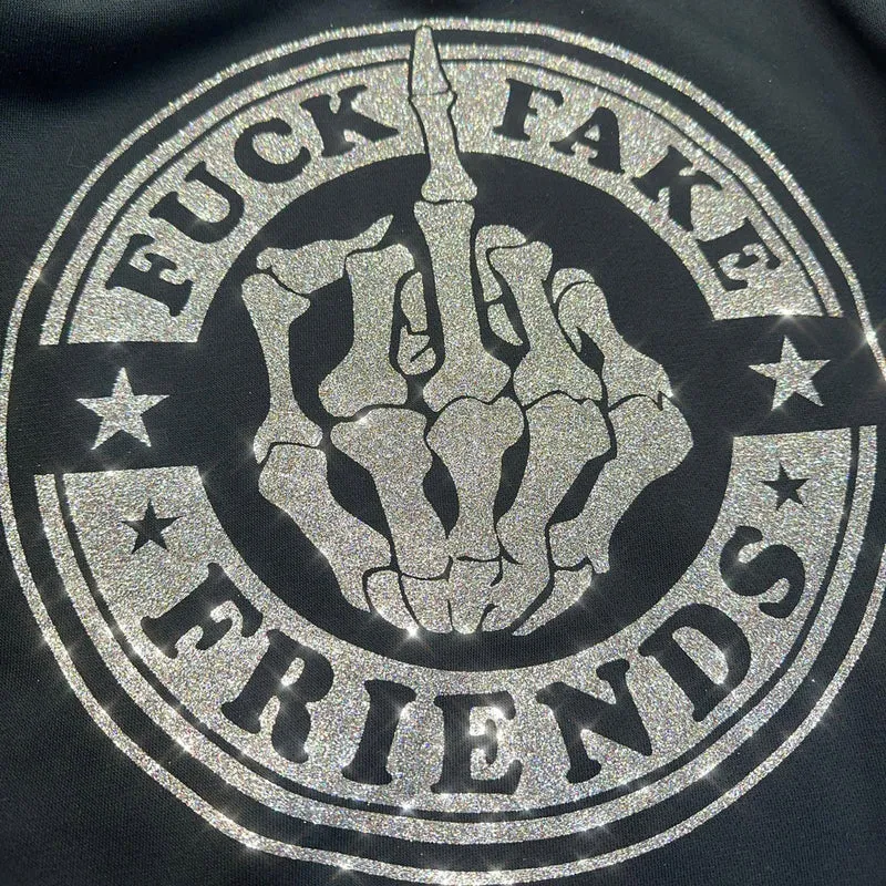 T-Shirt - Fuck Fake Friends - Druck Multicolor -