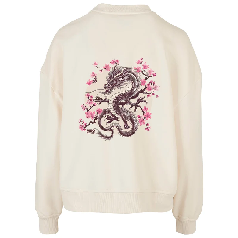 Ladies Oversized Sweatshirt - Blossom Dragon