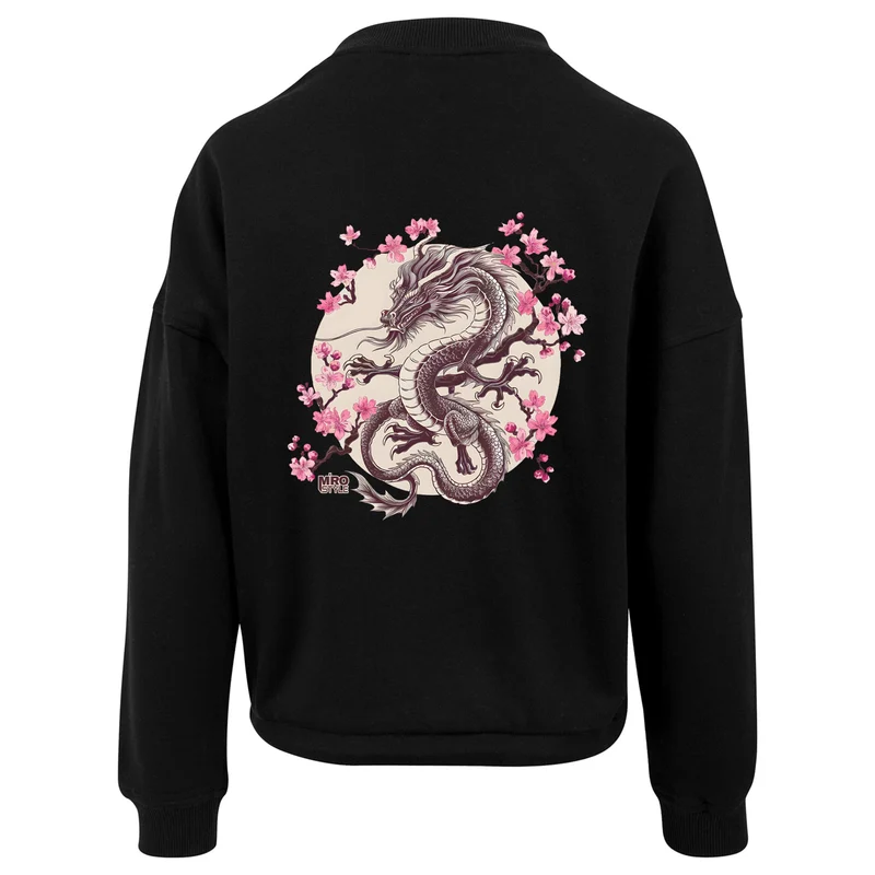 Ladies Oversized Sweatshirt - Blossom Dragon