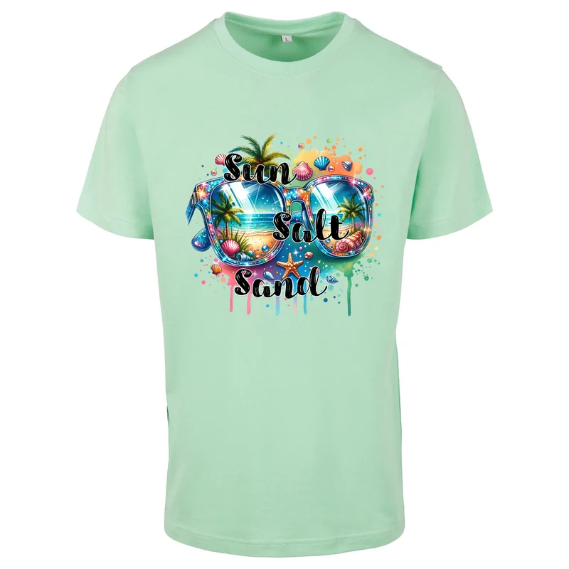 Summer Sunglasses T-Shirt – Damen Shirt mit Sun Salt Sand Print