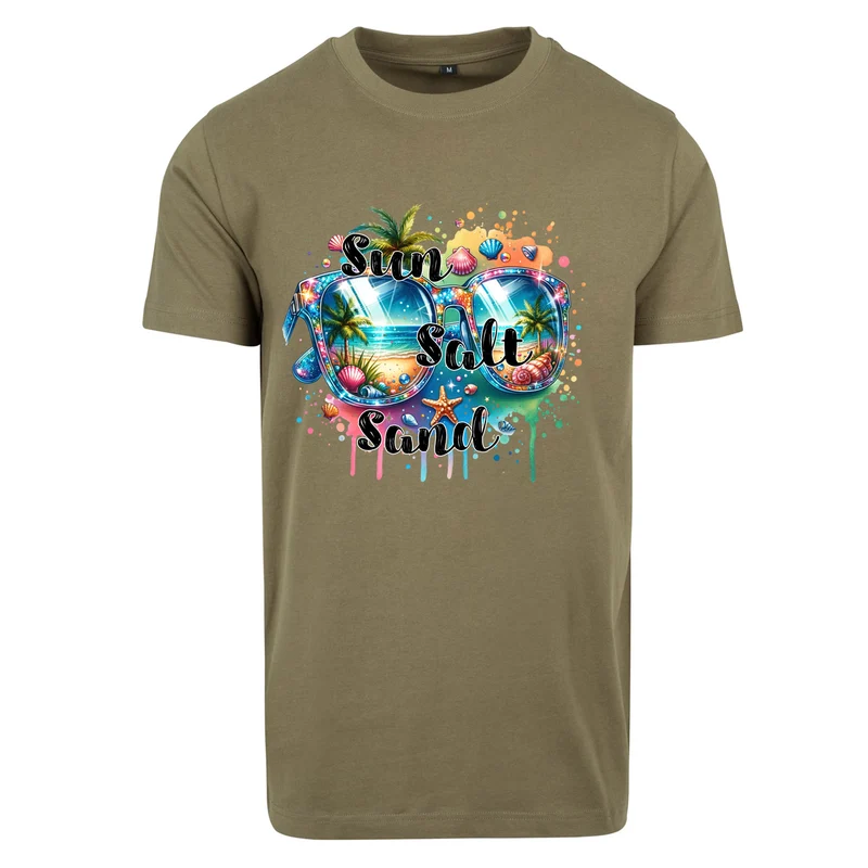 Summer Sunglasses T-Shirt – Damen Shirt mit Sun Salt Sand Print