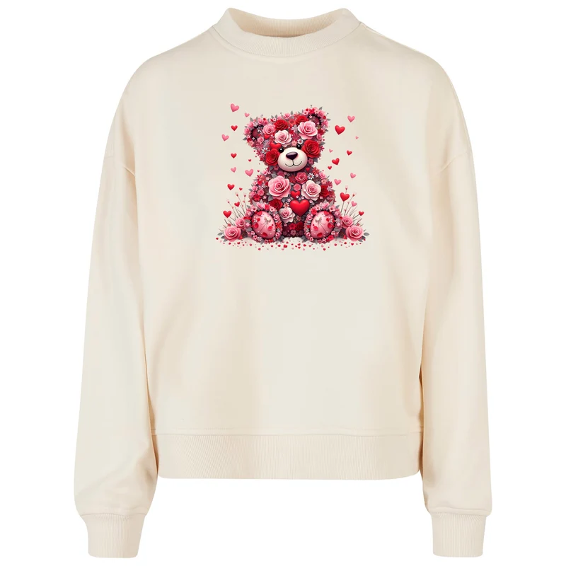 Ladies Oversized Sweatshirt -Teddybär Flower