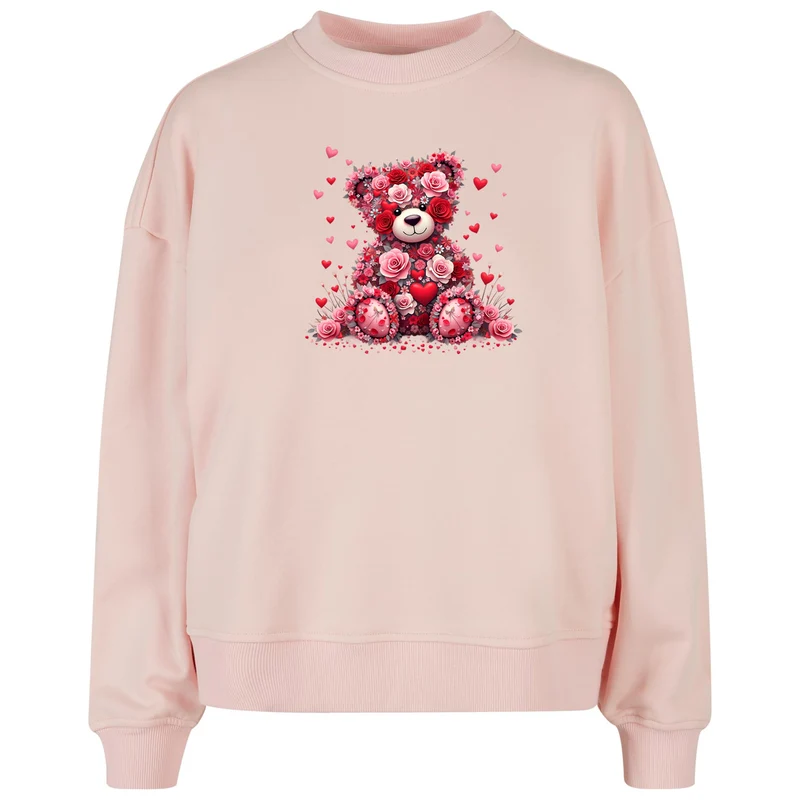 Ladies Oversized Sweatshirt -Teddybär Flower