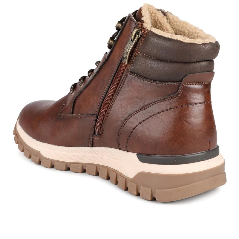 Relife Extra Wide Lace Up Casual Boots - RELIF44006 / 329 860 - Cognac