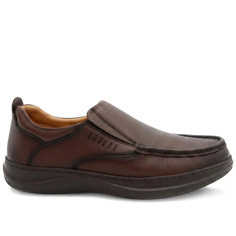 Wide Fit Leather Slip On Shoes - PRFEM44005 / 330 181 - Brown