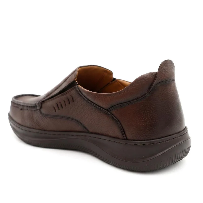 Wide Fit Leather Slip On Shoes - PRFEM44005 / 330 181 - Brown