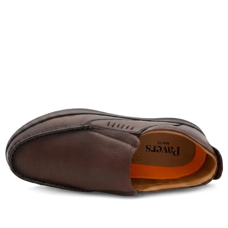 Wide Fit Leather Slip On Shoes - PRFEM44005 / 330 181 - Brown