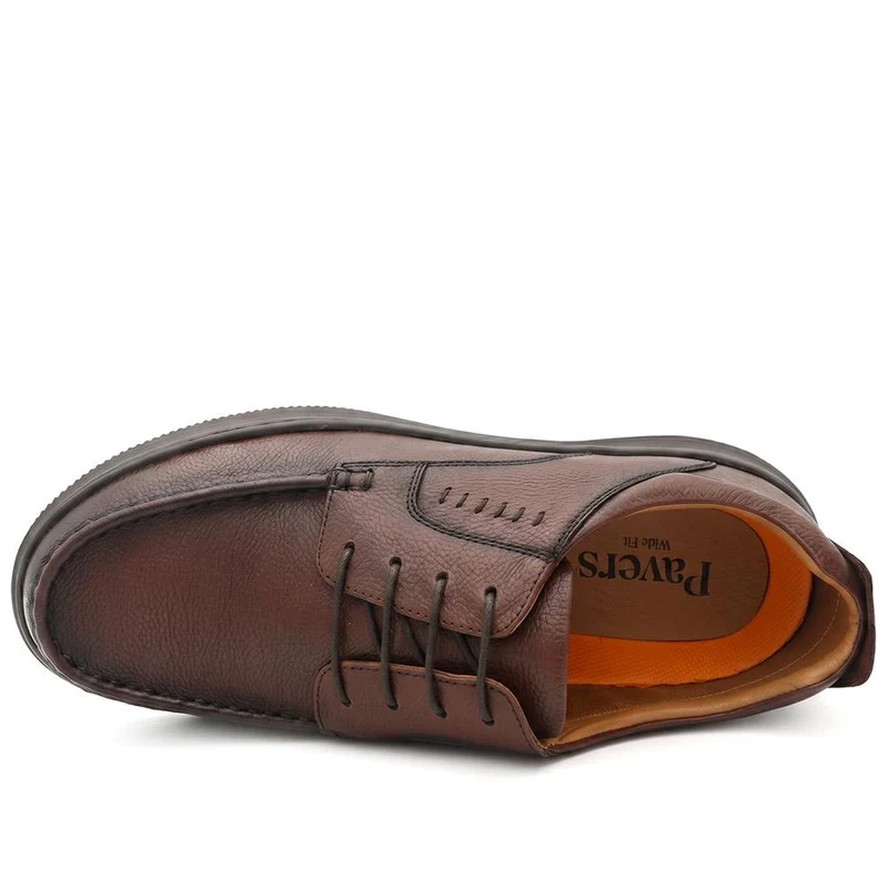 Extra Wide Smart Leather Lace Up Shoes - PRFEM44006 / 330 182 - Brown