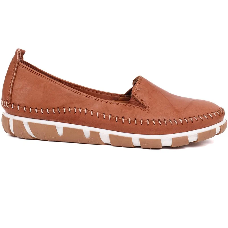 Slip-On Leather Pumps - GOKH39011 / 326 241 - Tan