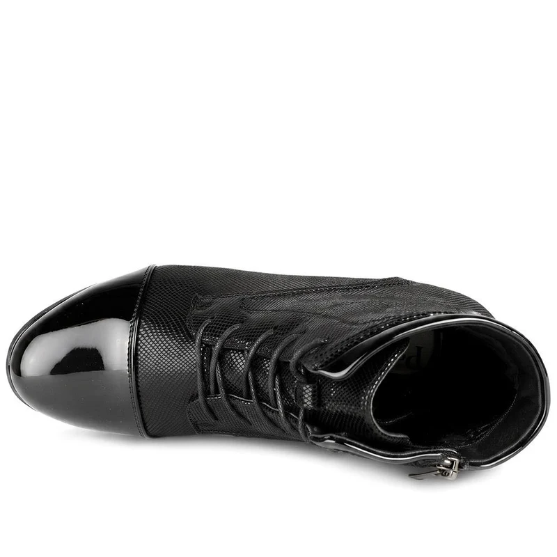 Wide Fit Smart Patent Toe Ankle Boots - WLIG44008 / 329 991 - Black