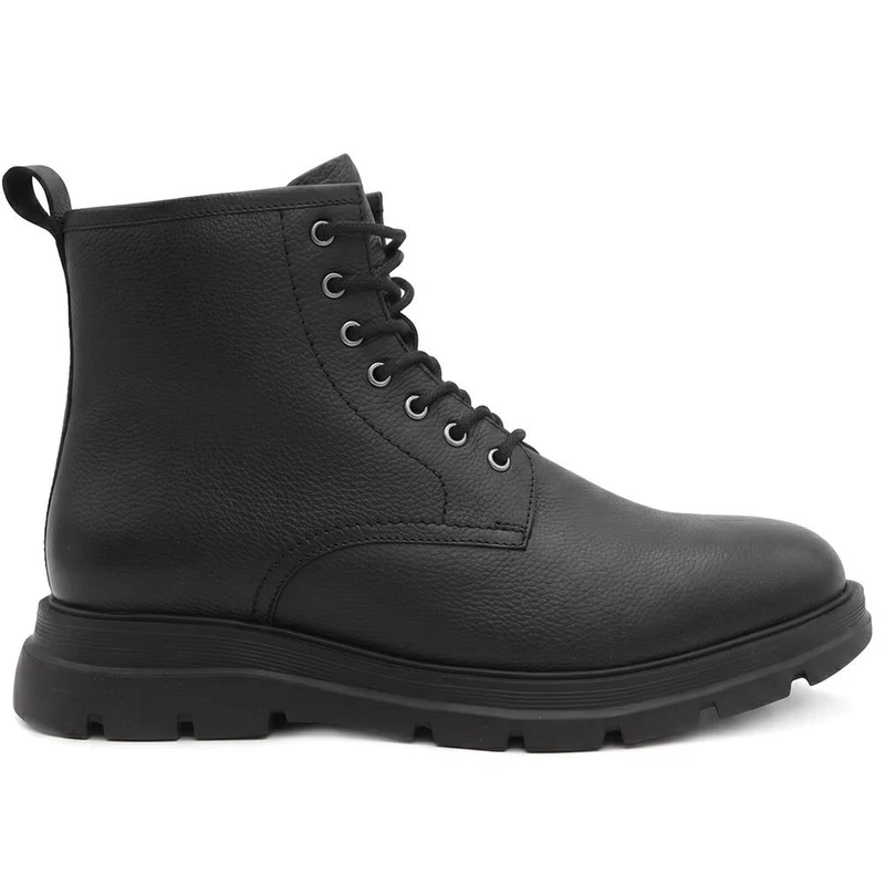 Wide Fit Chunky Leather Lace Up Boots - PRFEM44007 / 330 184 - Black