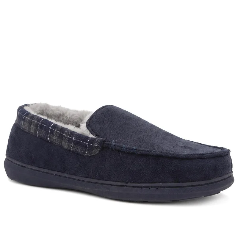 Fur-Lined Slippers - GALOP40021 / 326 305 - Navy Multi