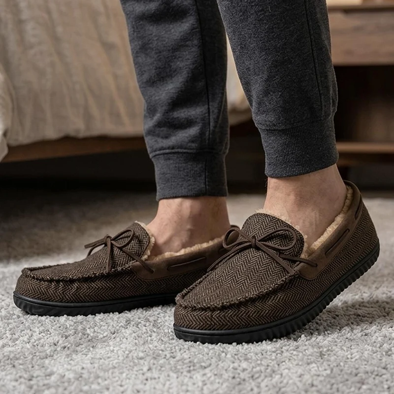 Fur-Lined Slippers - GALOP40027 / 326 308 - Brown Multi