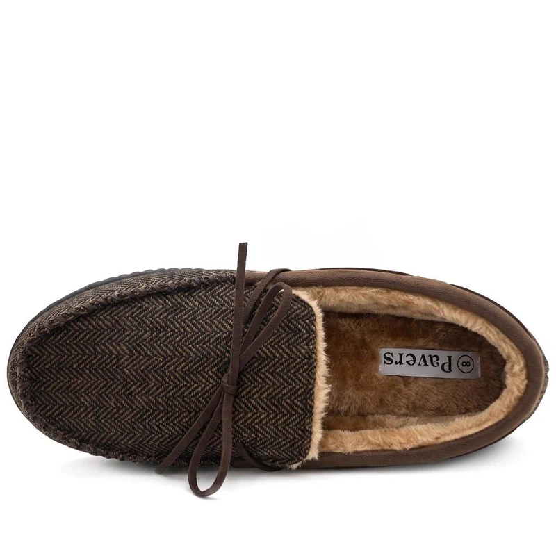 Fur-Lined Slippers - GALOP40027 / 326 308 - Brown Multi