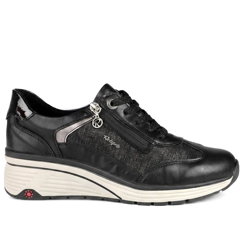 Relife Wedge Heel Zip & Lace Trainers - RELIF44028 / 329 646 - Black